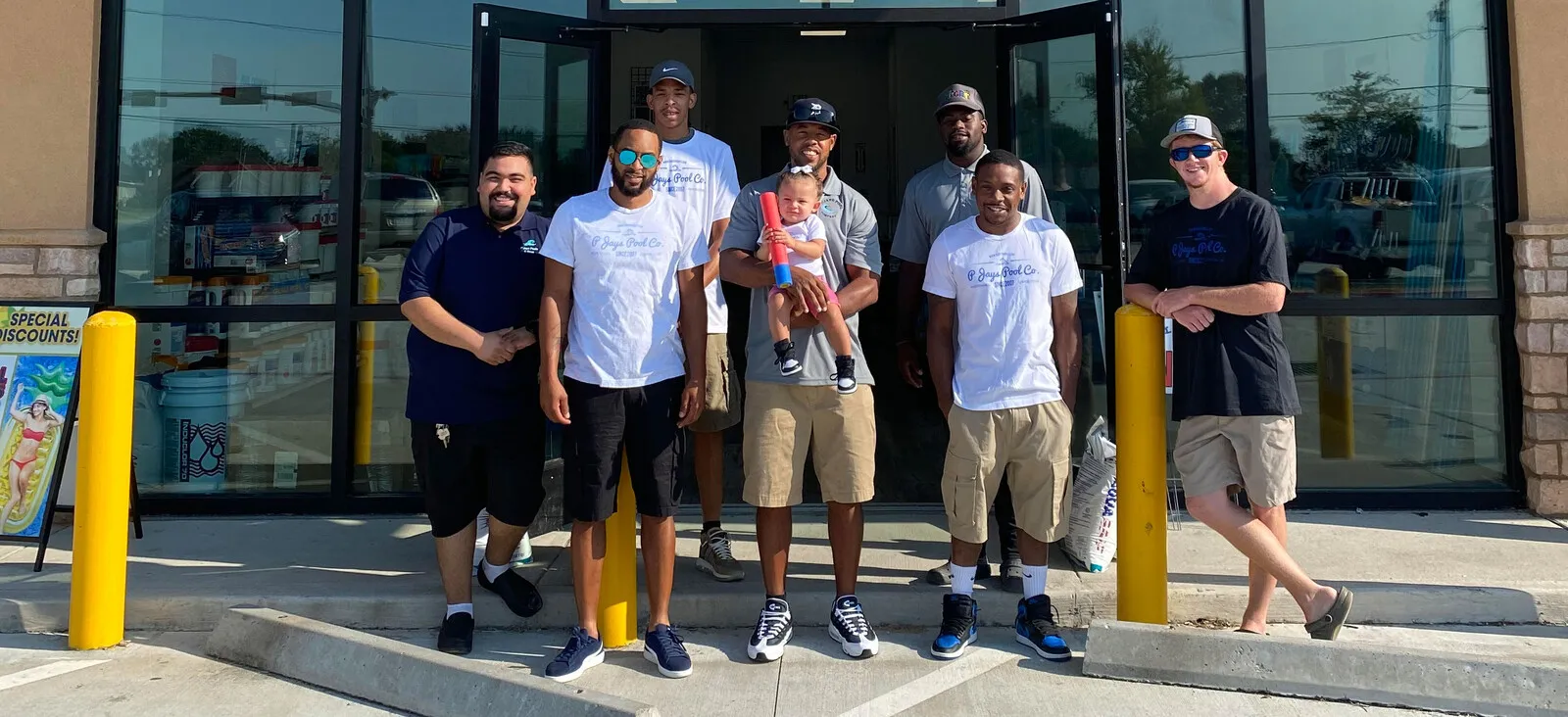 P-Jay's Pools storefront at 2850 W Baker Rd, Baytown TX